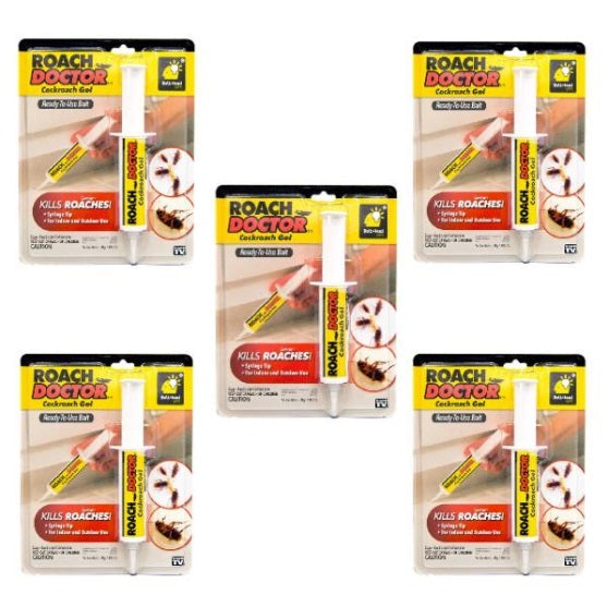 Set 5 x Gel Anti Gandaci Roach Doctor, Seringa Profesionala, Eliminare Rapida Gandaci de Bucatarie, Eficient si Usor de Aplica