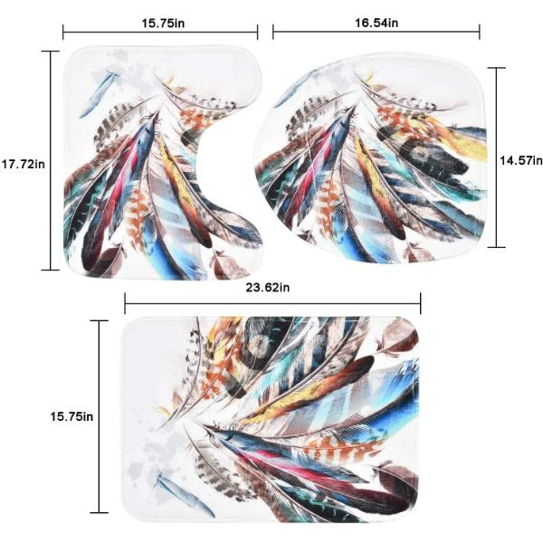 Set Pentru Baie Premium cu 4 Piese: Perdea, Covorase Si Husa De Toaleta - Simple Leaves