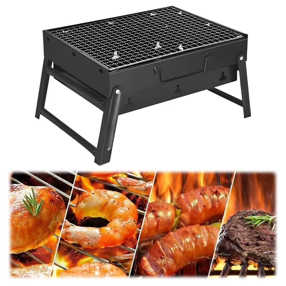 Gratar Portabil Pliabil din Otel, 35 x 27 cm, Compact si Usor de Transportat, Ideal pentru Camping, Picnic si Gradina