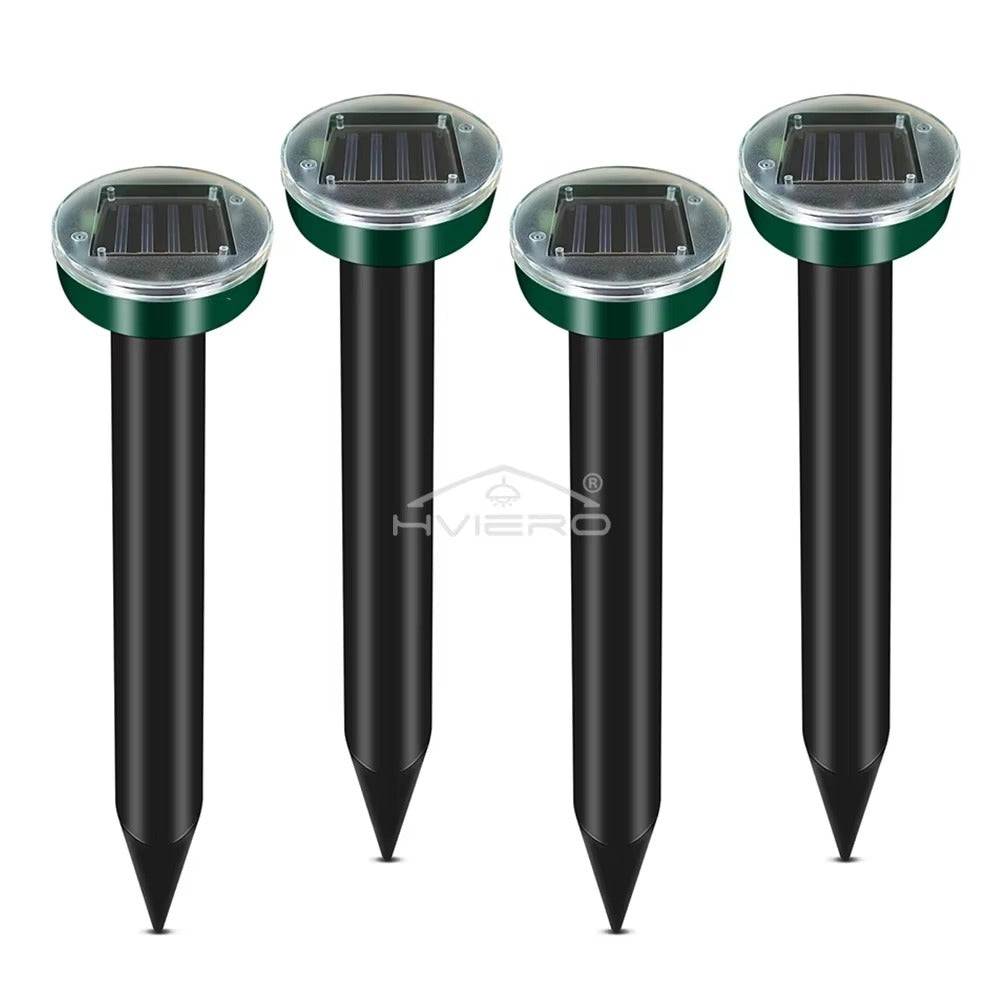 Set 4 x Dispozitiv Solar Anti Cartite si Rozatoare – Aparat cu Vibratii pentru Protectie Gradina si Gazon