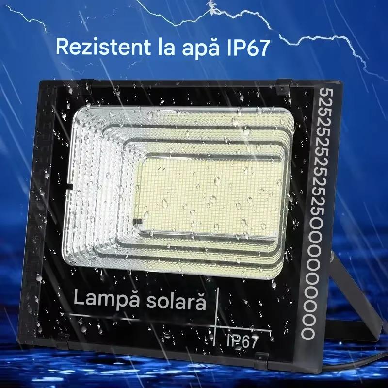 Proiector Solar LED 300W SMD cu Panou Solar si Telecomanda – IP65, Iluminare Puternica pentru Curte si Exterior