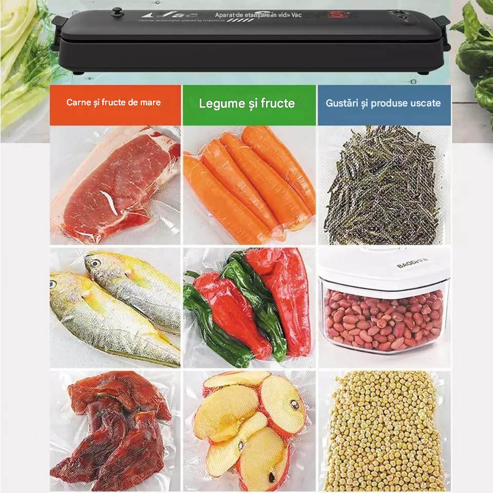Aparat de Vidat Vacuum Sealer, Sigilare Automata, Putere 90W + 2 Role de Pungi