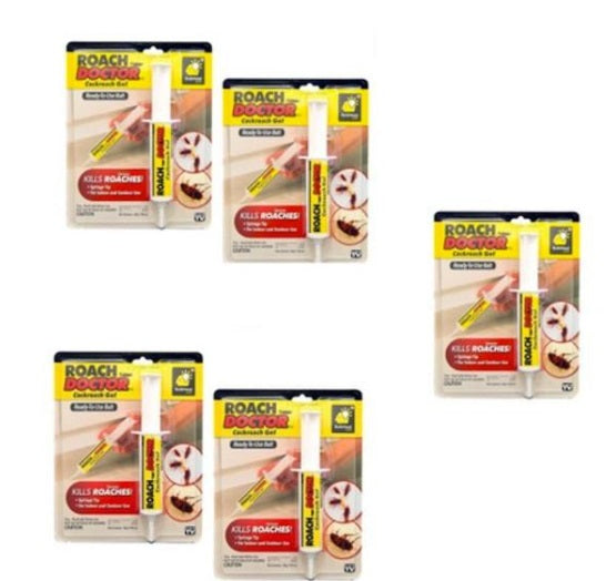 Set 5 x Gel Anti Gandaci Roach Doctor, Seringa Profesionala, Eliminare Rapida Gandaci de Bucatarie, Eficient si Usor de Aplica