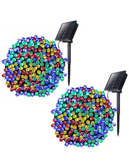 Set 2 x Decoratiune Solara 100 LED, 10 Metri Multicolor – Rezistente la Intemperii, pentru Casa, Curte, Terasa