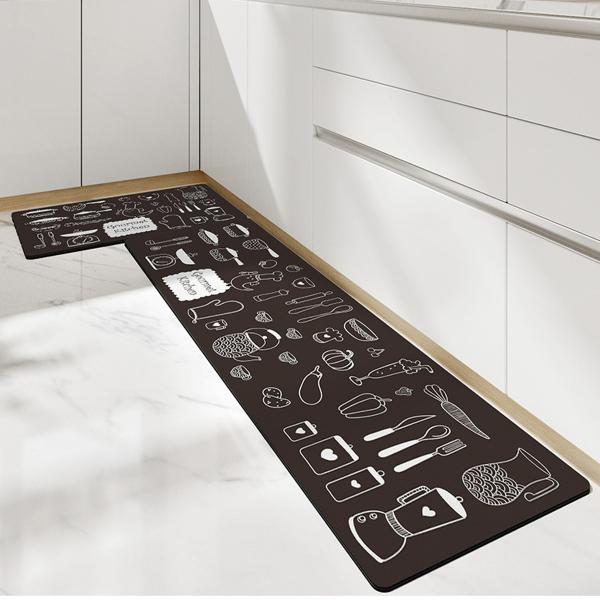 Set 2 x Covor pentru Bucatarie Model Retro, Rezistent, Usor de Curatat, Design Modern