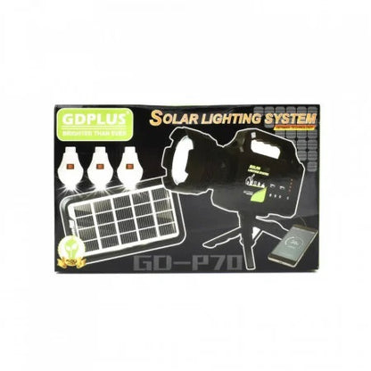 Kit Panou Solar GD-P70 cu 3 Becuri LED, Lanterna și incarcare Telefon