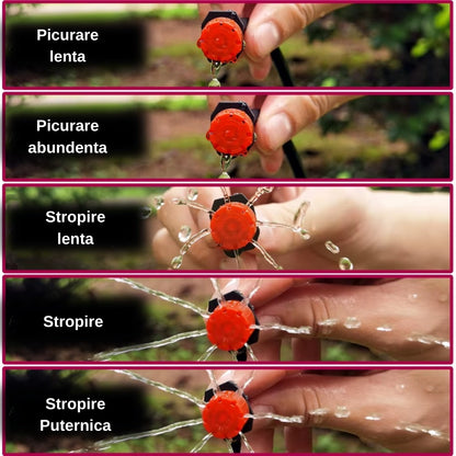 Sistem Irigare prin Picurare 20 Metri – Kit Complet cu Furtun, Picuratori si Conectori pentru Gradina si Legume