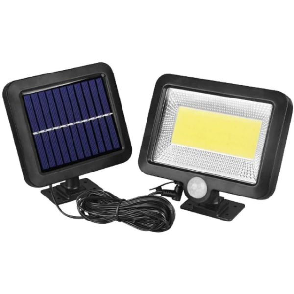 Set 2 x Proiector Solar LED SL-F100 cu Senzor de Miscare, Panou Solar Extern, Lumina Puternica COB