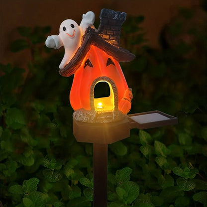 Set 2 x Lampa Solara Gradina Model Casuta Misterioasa, 30 cm, LED Exterior, Rezistenta la Ploaie