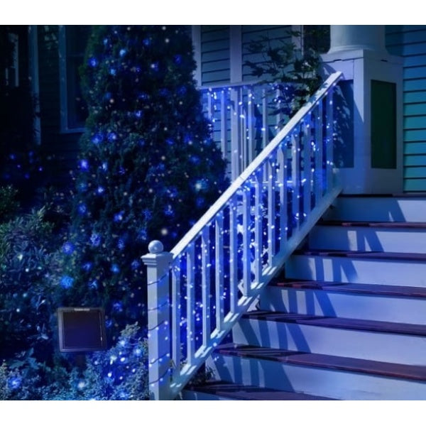 Decoratiune Solara Exterior 50m cu 500 LED Albastru – Ghirlanda Luminoasa pentru Gradina, Terasa, Curte, IP65