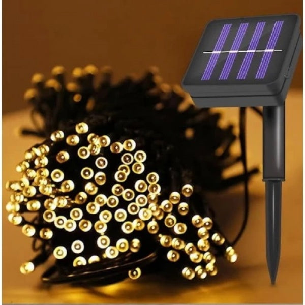 Set 4 x  Decoratiune Solara 100 LED, 10 Metri Alb Cald– Iluminat Decorativ Exterior cu Panou Solar, Rezistente la Intemperii