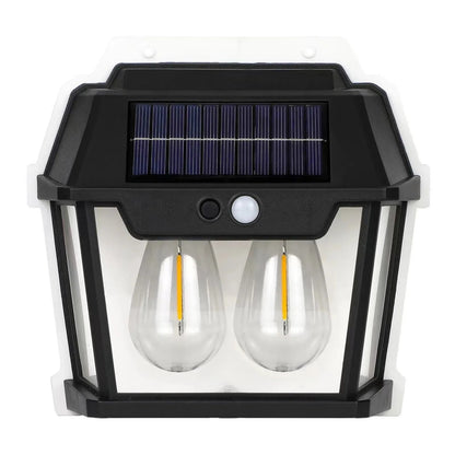 Set 2 x Lampa Solara Exterior cu 2 Becuri LED si Senzor de Miscare - Super Luminoasa, Rezistenta la Apa IP65