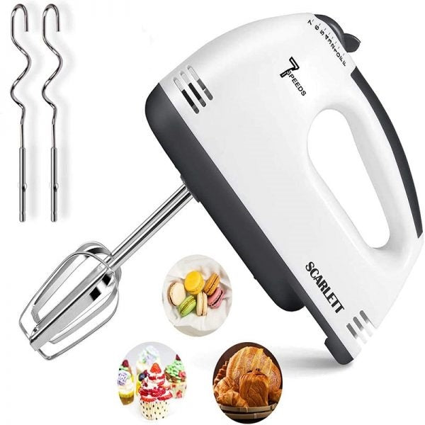 Mixer de Mana 7 Viteze, 220V, 2 Teluri si 2 Spirale, Mixer Electric pentru Aluat, Crema si Prajituri, Usor de Utilizat