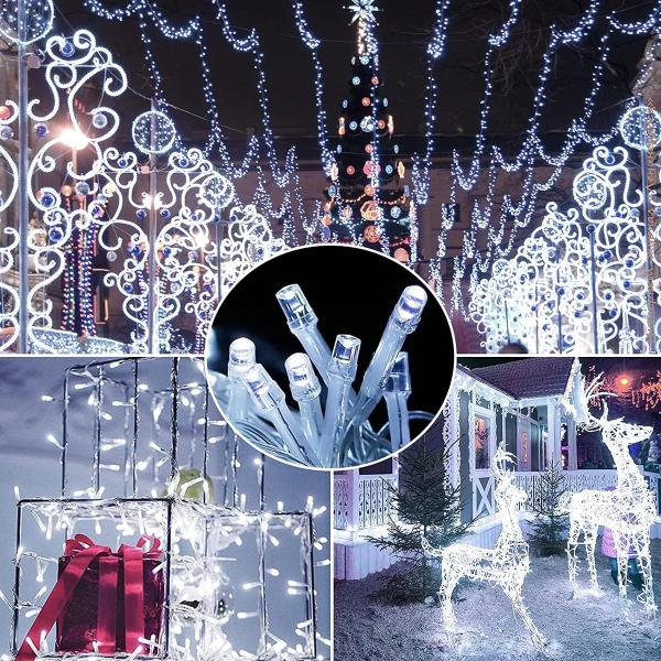 Decoratiune Solara Exterior 50m cu 500 LED Alb Rece – Ghirlanda Luminoasa pentru Gradina, Terasa, Curte, IP65