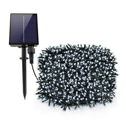 Decoratiune Solara Exterior 50m cu 500 LED Alb Rece – Ghirlanda Luminoasa pentru Gradina, Terasa, Curte, IP65