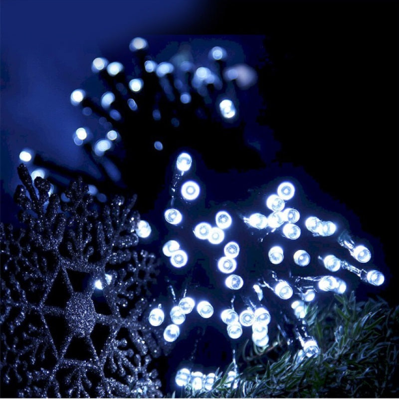 Set 2 x Decoratiune Solara Exterior 50m cu 500 LED Alb Rece – Ghirlanda Luminoasa pentru Gradina, Terasa, Curte, IP65