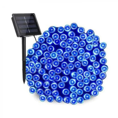 Decoratiune Solara Exterior 50m cu 500 LED Albastru – Ghirlanda Luminoasa pentru Gradina, Terasa, Curte, IP65