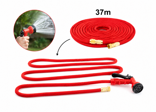 Furtun Extensibil Gradina 37M Magic Garden Hose Cu Accesoriu pentru Stropit, 8 Functii, Rezistent La Presiune, Diverse Culori