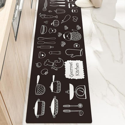 Set 2 x Covor pentru Bucatarie Model Retro, Rezistent, Usor de Curatat, Design Modern