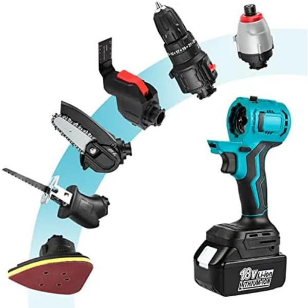 Trusa Scule Electrice 5 in 1 Fara Fir, 2 Acumulatori, Bormasina, Drujba, Polizor, Slefuitor, Set Profesional cu Cutie