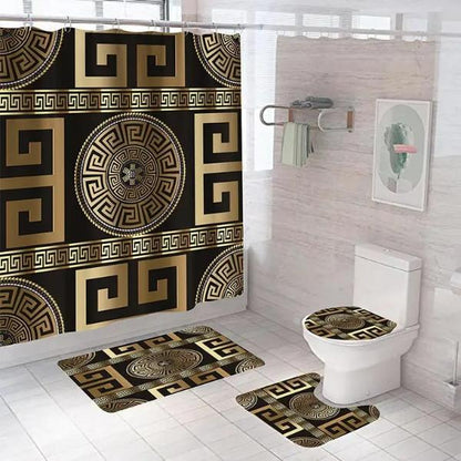 Set Pentru Baie Premium cu 4 Piese: Perdea, Covorase Si Husa De Toaleta - Versace