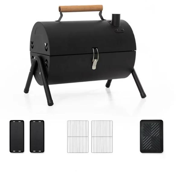 Gratar Portabil Multifunctional cu Suprafata Dubla din Otel Inoxidabil si Suport Triunghiular Stabil – Ideal pentru Camping și Gratare în Aer Liber