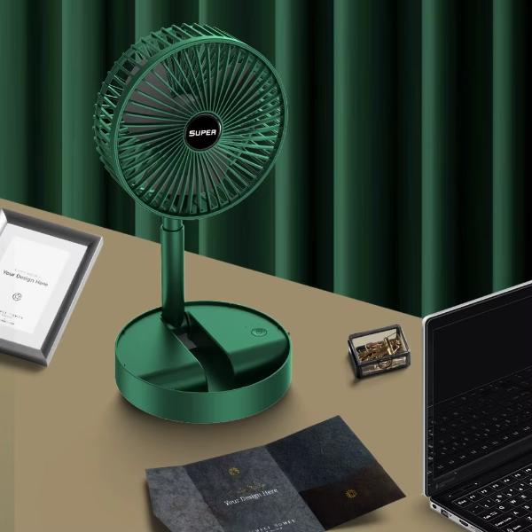 Ventilator de Masa LI Multifunctional 3 in 1 cu Suport pentru Telefon, Inaltime Reglabila, Pliabil, Silentios, 2000 mAh