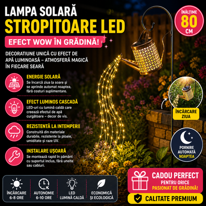 Lampa Solara Decorativa Tip Stropitoare cu LED, Efect Apa Curgatoare Luminoasa, Rezistenta la Apa, Iluminat Exterior