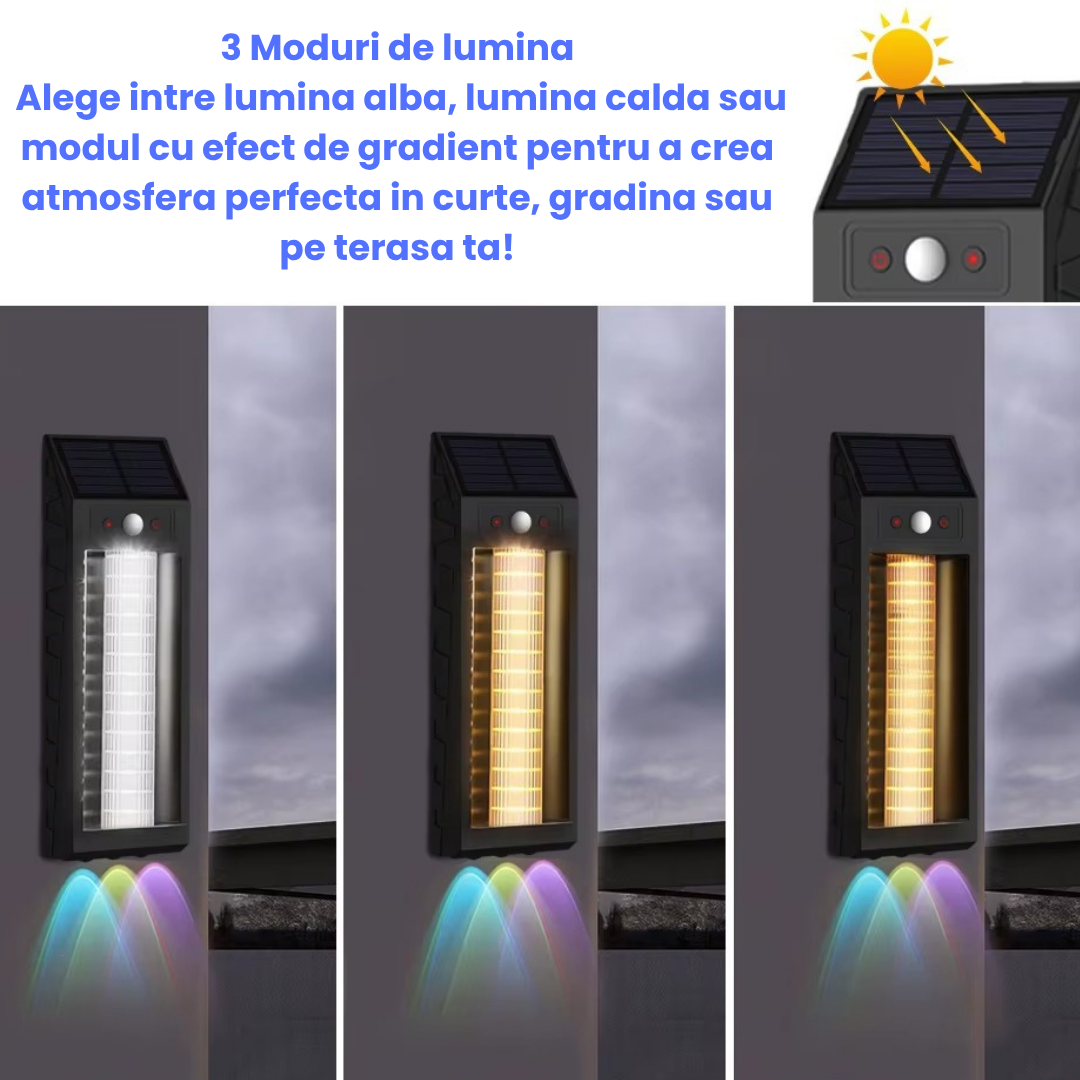Lampa Solara 30W Color Ultra Puternica – Iluminare Automata Exterior cu Senzor de Miscare