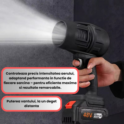 Suflanta Profesionala Fara Fir 48V, 2 Acumulatori, Jet Aer Puternic, Ideala pentru Gradina, Masina si Atelier
