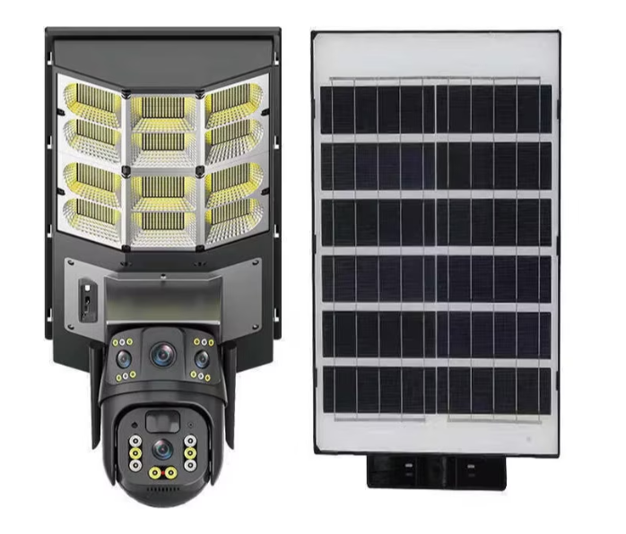 Lampa Stradala Solara cu Camera WiFi V380 PRO 4MP, Panou Solar Inclus, Senzor Miscare PIR, Supraveghere HD Full Color, Control din Telefon