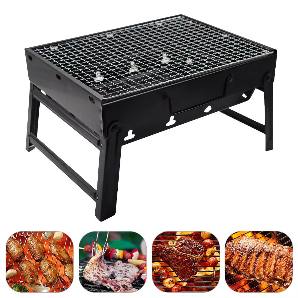 Gratar Portabil Pliabil din Otel, 35 x 27 cm, Compact si Usor de Transportat, Ideal pentru Camping, Picnic si Gradina