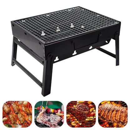 Gratar Portabil Pliabil din Otel, 35 x 27 cm, Compact si Usor de Transportat, Ideal pentru Camping, Picnic si Gradina