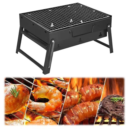 Gratar Portabil Pliabil din Otel, 35 x 27 cm, Compact si Usor de Transportat, Ideal pentru Camping, Picnic si Gradina