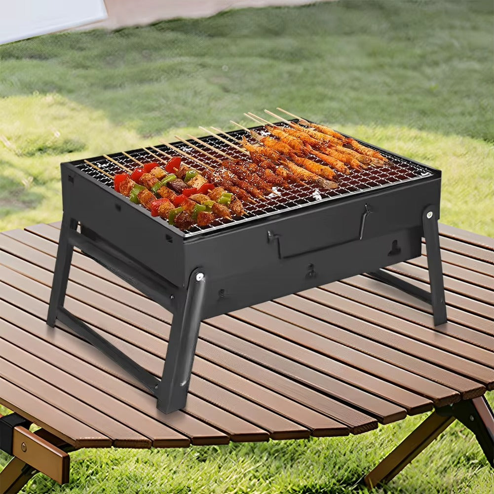 Gratar Portabil Pliabil din Otel, 35 x 27 cm, Compact si Usor de Transportat, Ideal pentru Camping, Picnic si Gradina