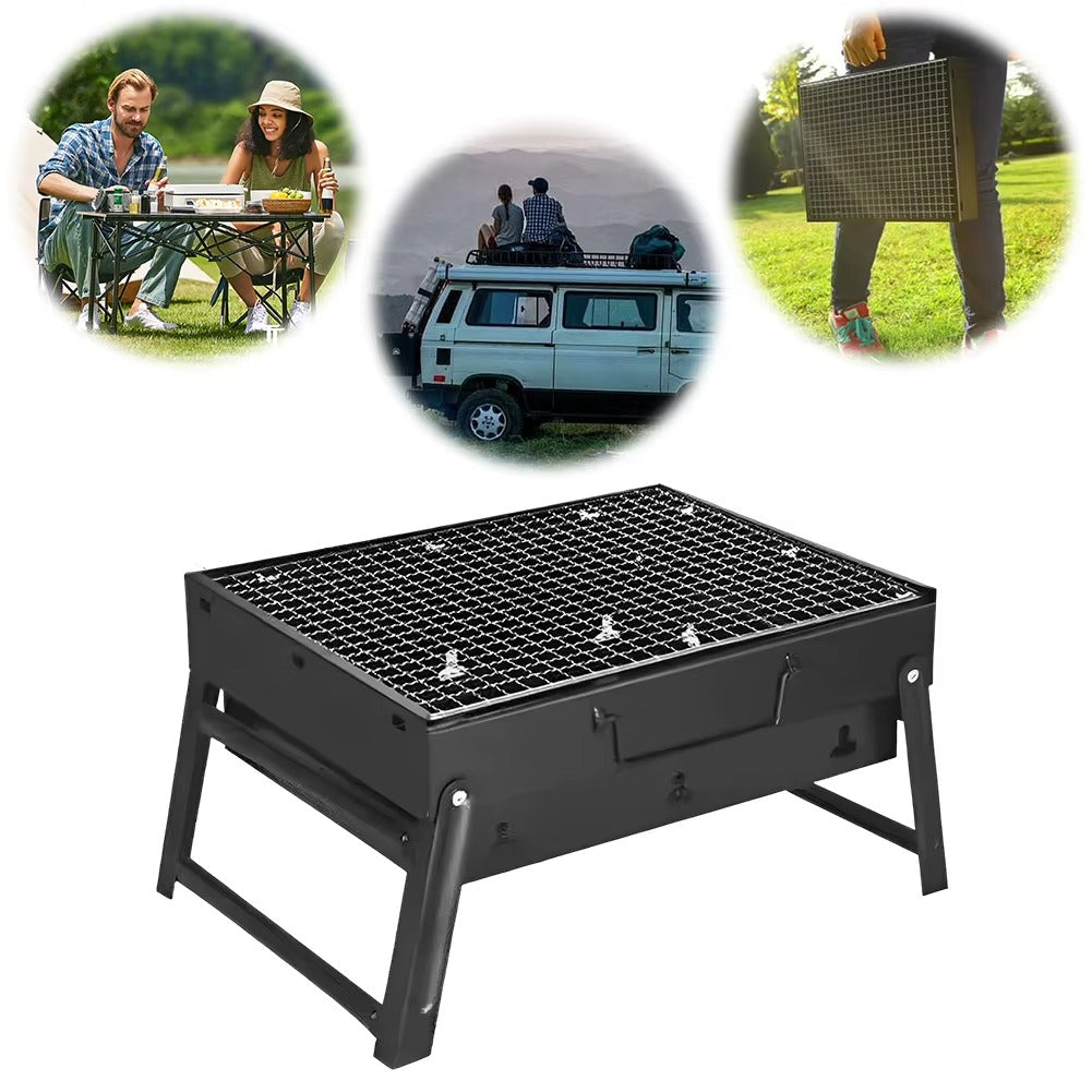 Gratar Portabil Pliabil din Otel, 35 x 27 cm, Compact si Usor de Transportat, Ideal pentru Camping, Picnic si Gradina