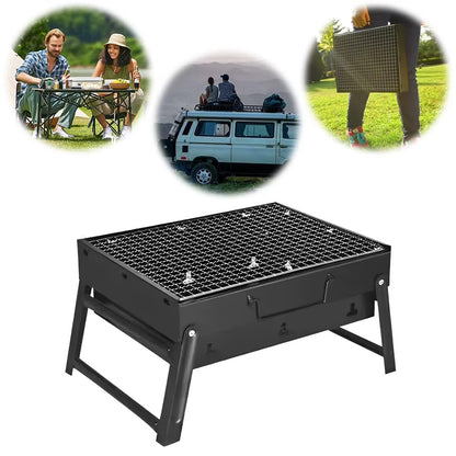Gratar Portabil Pliabil din Otel, 35 x 27 cm, Compact si Usor de Transportat, Ideal pentru Camping, Picnic si Gradina