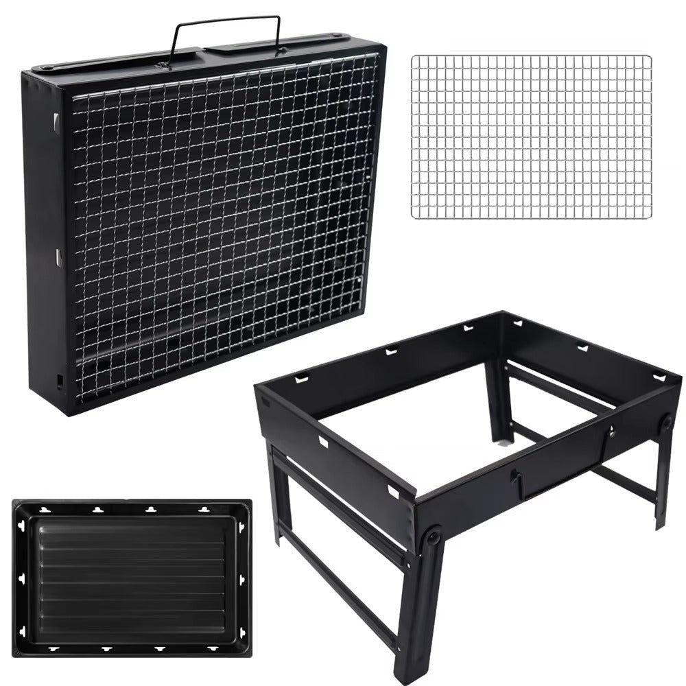 Gratar Portabil Pliabil din Otel, 35 x 27 cm, Compact si Usor de Transportat, Ideal pentru Camping, Picnic si Gradina