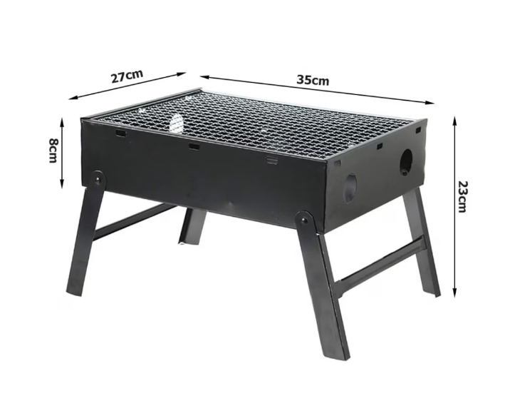 Gratar Portabil Pliabil din Otel, 35 x 27 cm, Compact si Usor de Transportat, Ideal pentru Camping, Picnic si Gradina