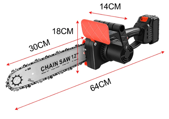 Drujba  Electrica cu Lant 30 cm, Motor fara Perii de Mare Putere, 2 Acumulatori Reincarcabili, Design Portabil fara Cablu, Siguranta si Performanta Sporita
