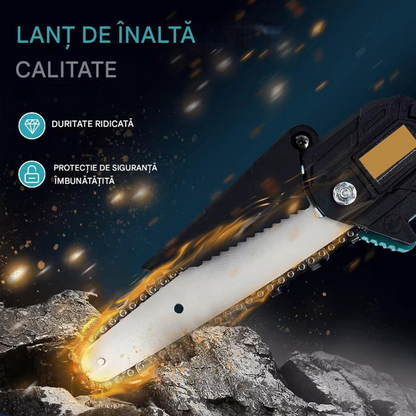 Mini Drujba Electrica cu 2 Acumulatori 24V – Fierastrau Electric Portabil pentru Taiat Lemn si Crengi