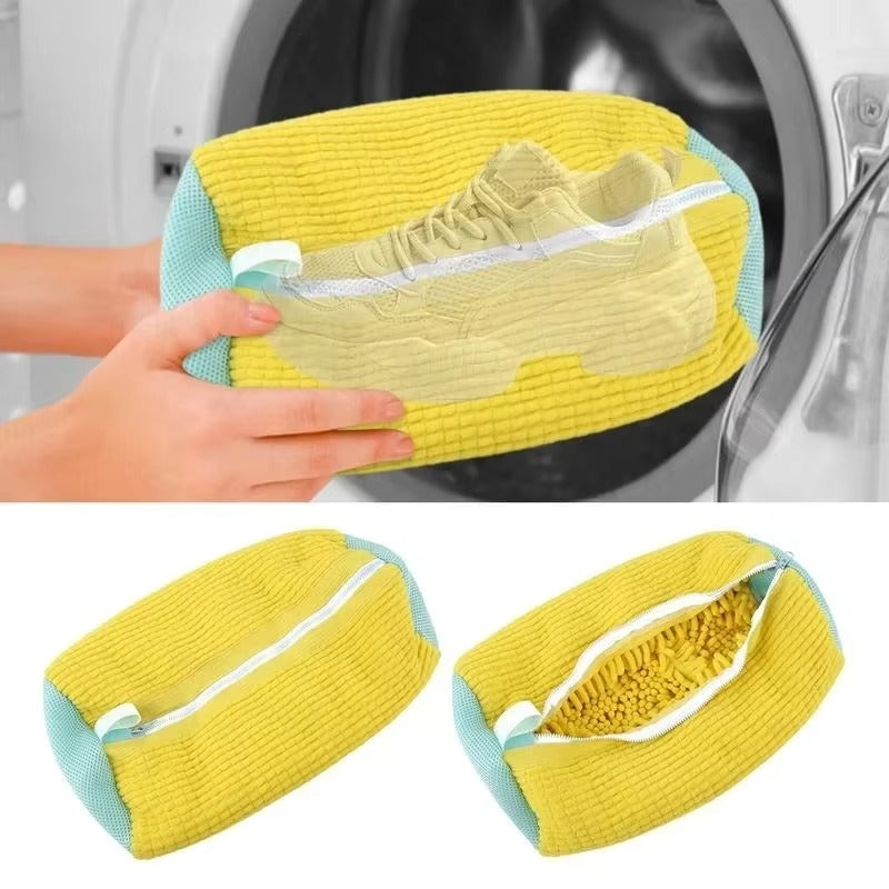 Set 2 x Saci Spalare Incaltaminte la Masina Protectie Pantofi Fermoar Rezistent Sac Spalare Adidasi Delicat Reutilizabil Pentru Masina de Spalat