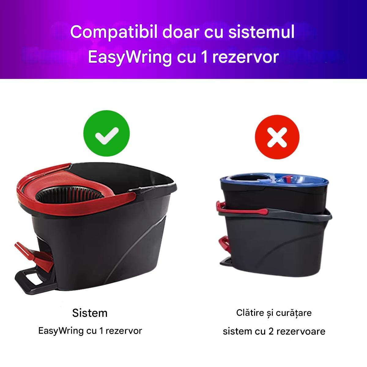 Set Mop Rotativ Profesional Cu Galeata si 4 x Rezerve Microfibra -  Sistem Stoarcere 360, Curatenie Rapida Pentru Casa