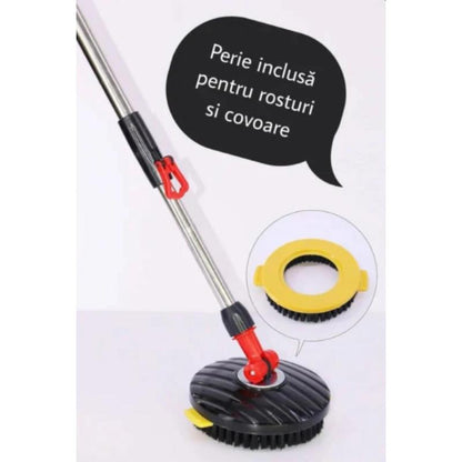 Set Mop Rotativ Profesional Cu Galeata si 4 x Rezerve Microfibra -  Sistem Stoarcere 360, Curatenie Rapida Pentru Casa