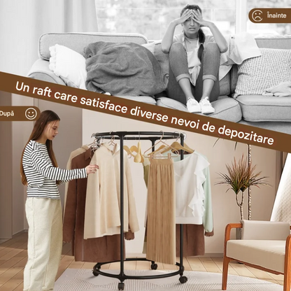 Suport Haine Rotativ 360 Capacitate 30 kg Stand Umerase Metalic Organizator Haine Modern Pentru Dormitor Dressing Magazin