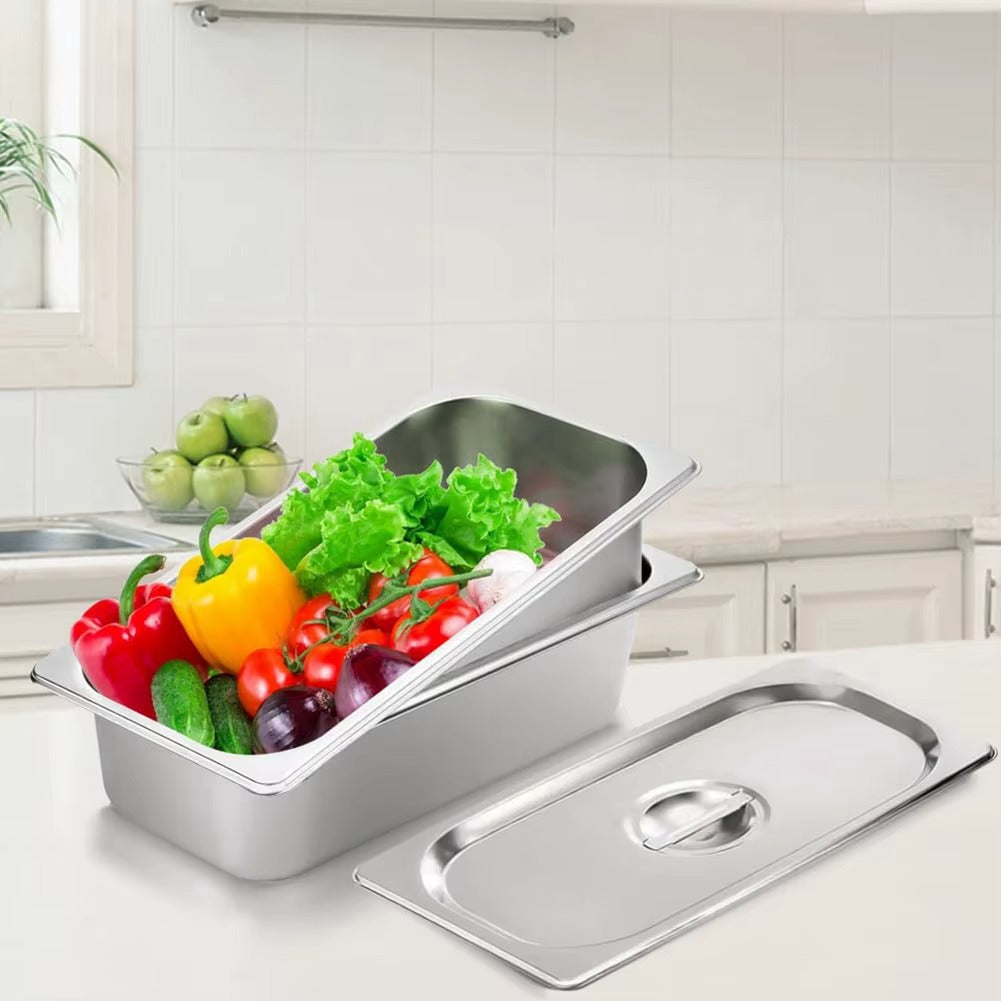 Recipient din Inox pentru Mentinerea Alimentelor Calde din Inox cu Capac, 32.5 x 12.6 x 10 cm