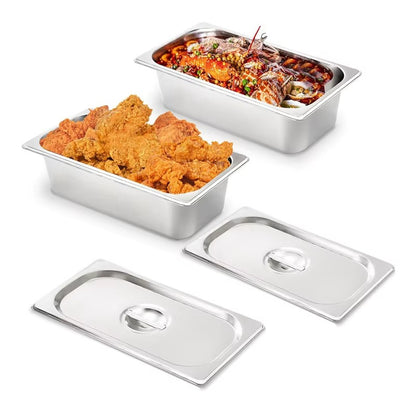 Recipient din Inox pentru Mentinerea Alimentelor Calde din Inox cu Capac, 32.5 x 12.6 x 10 cm