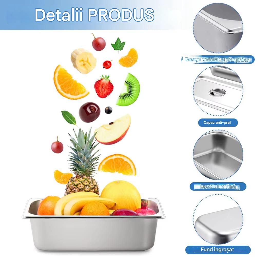 Recipient din Inox pentru Mentinerea Alimentelor Calde din Inox cu Capac, 32.5 x 12.6 x 10 cm
