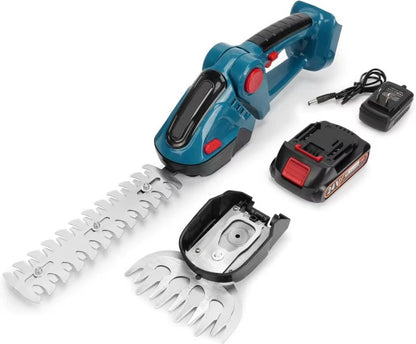 Masina de Tuns Gard Viu Fara Fir 2 in 1, 2 Acumulatori 48V Inclusi, Unghi Reglabil 45°, Foarfeca Electrica pentru Iarba si Arbusti, Set Profesional