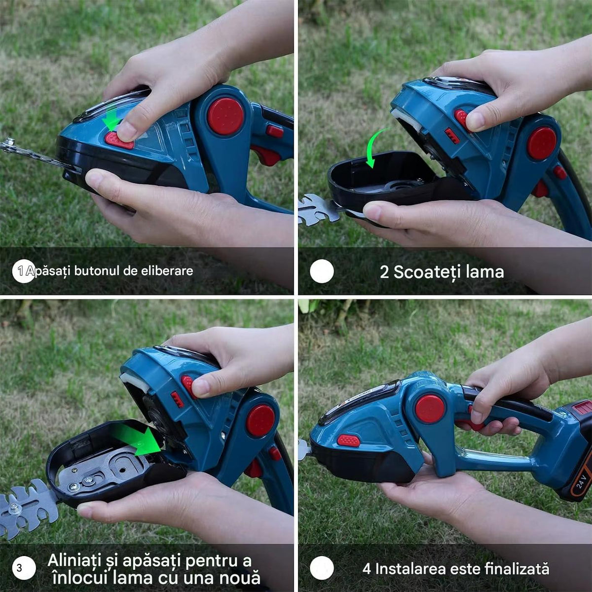 Masina de Tuns Gard Viu Fara Fir 2 in 1, 2 Acumulatori 48V Inclusi, Unghi Reglabil 45°, Foarfeca Electrica pentru Iarba si Arbusti, Set Profesional